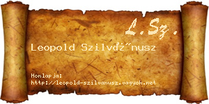 Leopold Szilvánusz névjegykártya